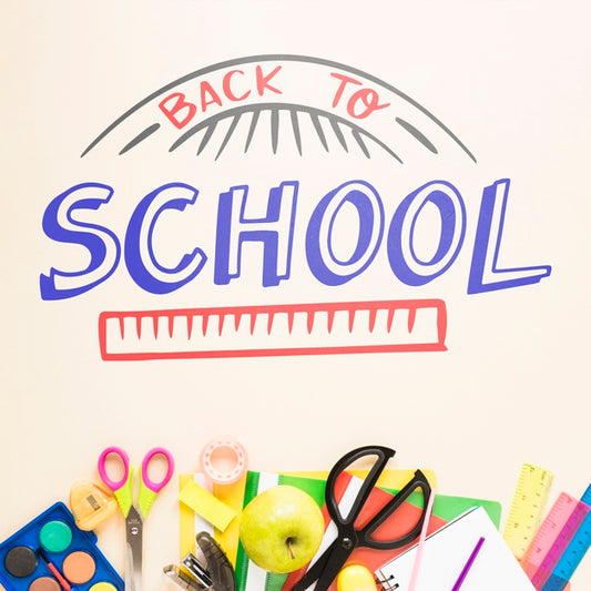 Free Back To School Drawing With Colourful Supplies Psd