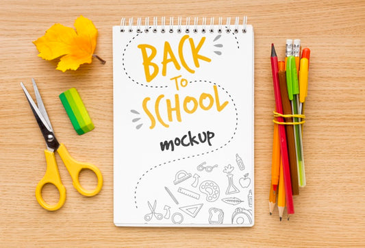 Free Back To School Elements Composition Mock-Up Psd
