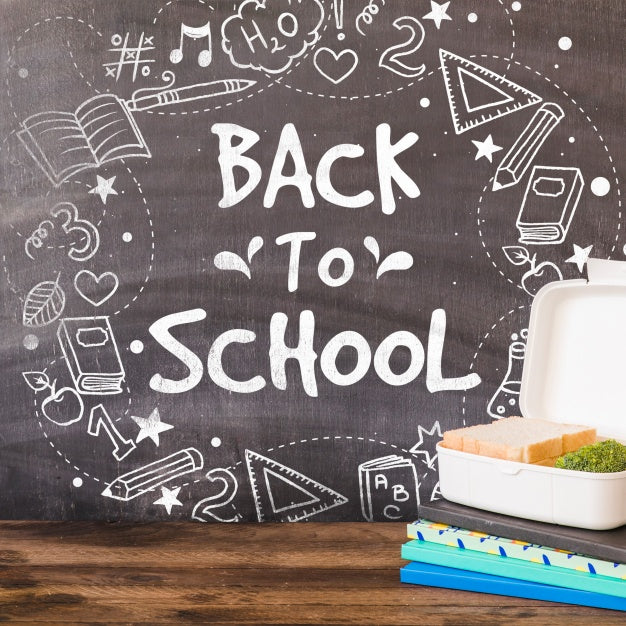 Free Back To School Mockup With Chalk On Blackboard Psd