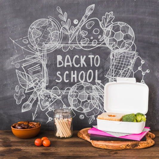 Free Back To School Mockup With Chalk On Blackboard Psd