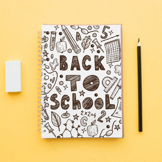 Free Back To School Mockup With Notebook Cover Psd
