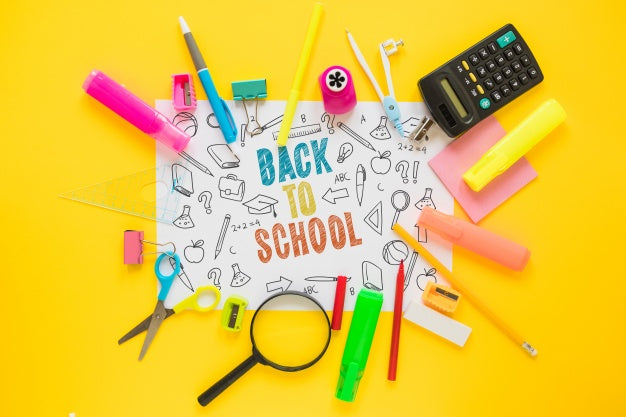 Free Back To School Mockup With Paper And Elements Psd