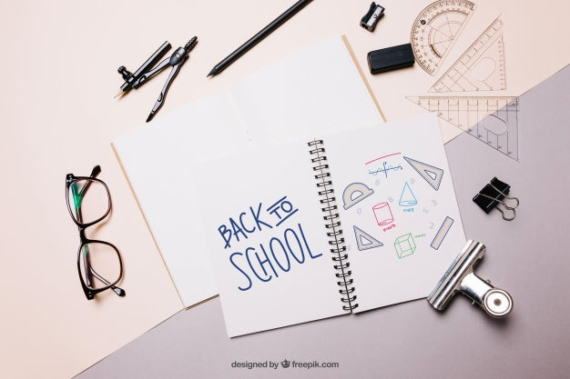 Free Back To School Mockup With Paper And Notebook Psd