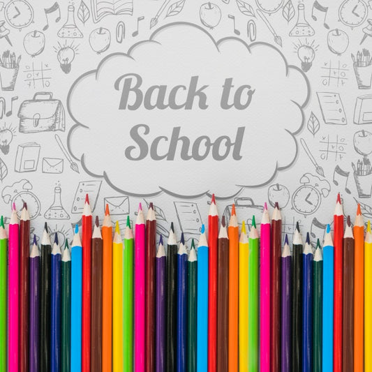 Free Back To School Mockup With Pencils And Speech Bubble Psd
