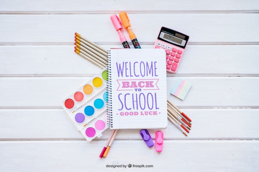 Free Back To School Mockup With School Elements Psd