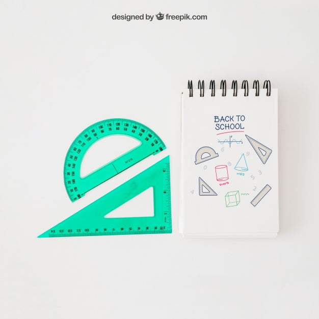 Free Back To School Mockup With Set Squares Psd