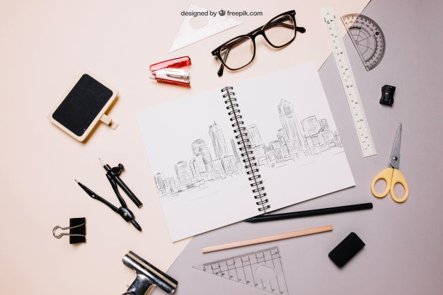 Free Back To School Mockup With Spiral Notebook And Glasses Psd