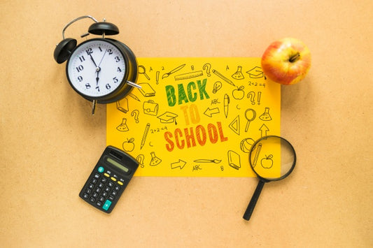 Free Back To School Mockup With Yellow Paper And Elements Psd