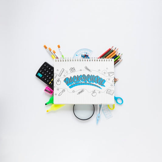 Free Back To School Supplies On White Background Psd