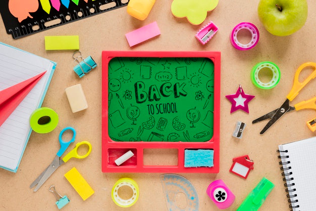 Free Back To School Supplies With Green Board And Chalk Psd