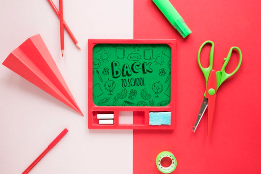 Free Back To School Supplies With Green Board Psd
