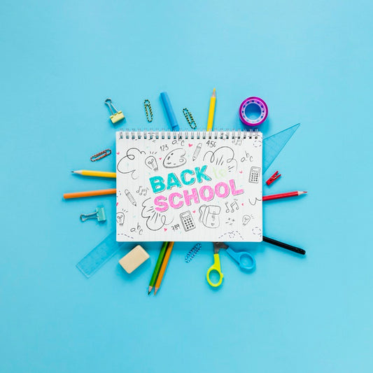 Free Back To School Supplies With Notebook And Drawing Psd