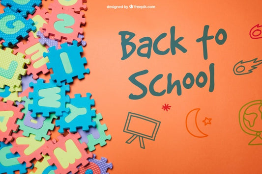 Free Back To School Template With Colorful Jigsaw Psd
