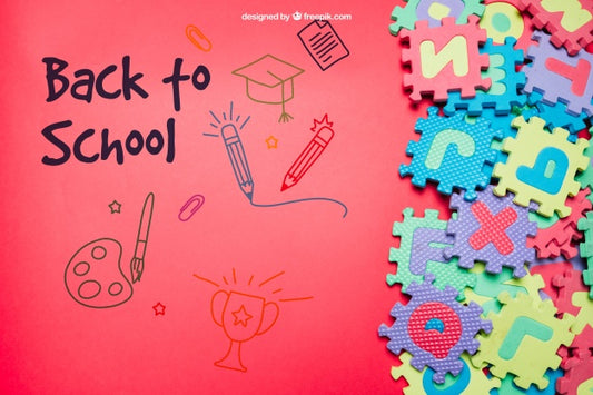 Free Back To School Template With Jigsaw And Space On Left Psd