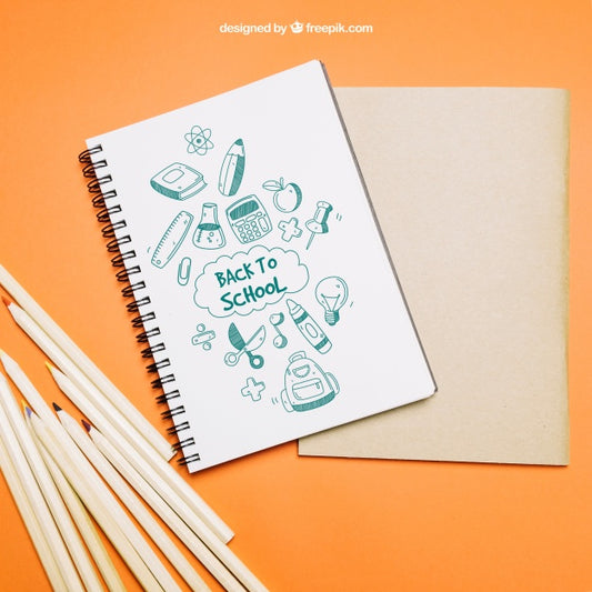 Free Back To School Template With Notebook Psd