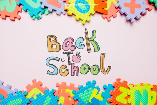 Free Back To School Template With Puzzle Psd