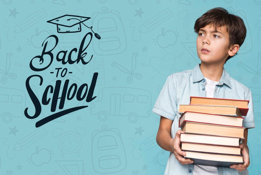Free Back To School Young Cute Boy Mock-Up Psd