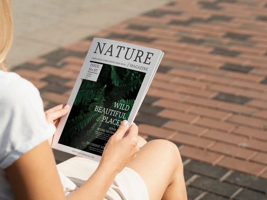 Free Back View Hands Holding Nature Book Mock Up Psd
