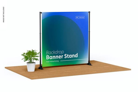 Free Backdrop Banner Stand Mockup, Left View Psd