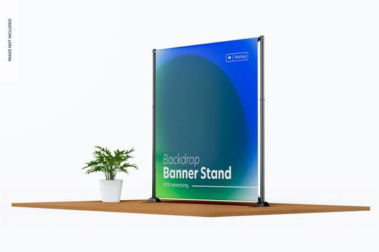Free Backdrop Banner Stand Mockup, Right View Psd