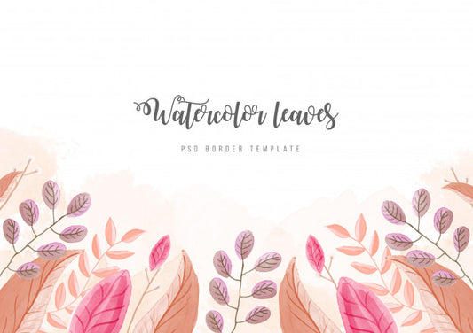 Free Background With Watercolor Flowers Border Psd Template Psd