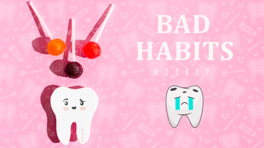Free Bad Habits Toothache With Mock-Up Psd