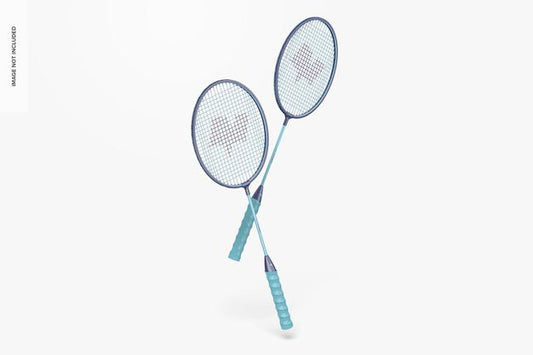 Free Badminton Rackets Mockup, Floating Psd