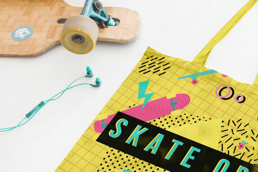 Free Bag Mockup With Skateboard Concept Psd