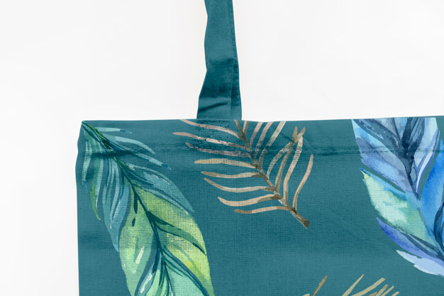 Free Bag Mockup With Tropical Flowers Concept Psd