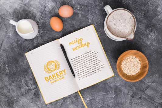 Free Bakery Dough Ingredients And Recipe On Desk Psd
