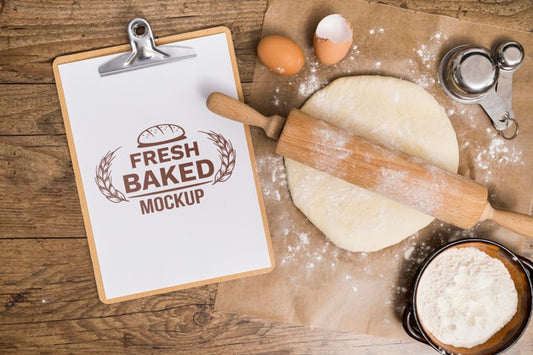 Free Bakery Recipe On Clipboard And Dough Psd