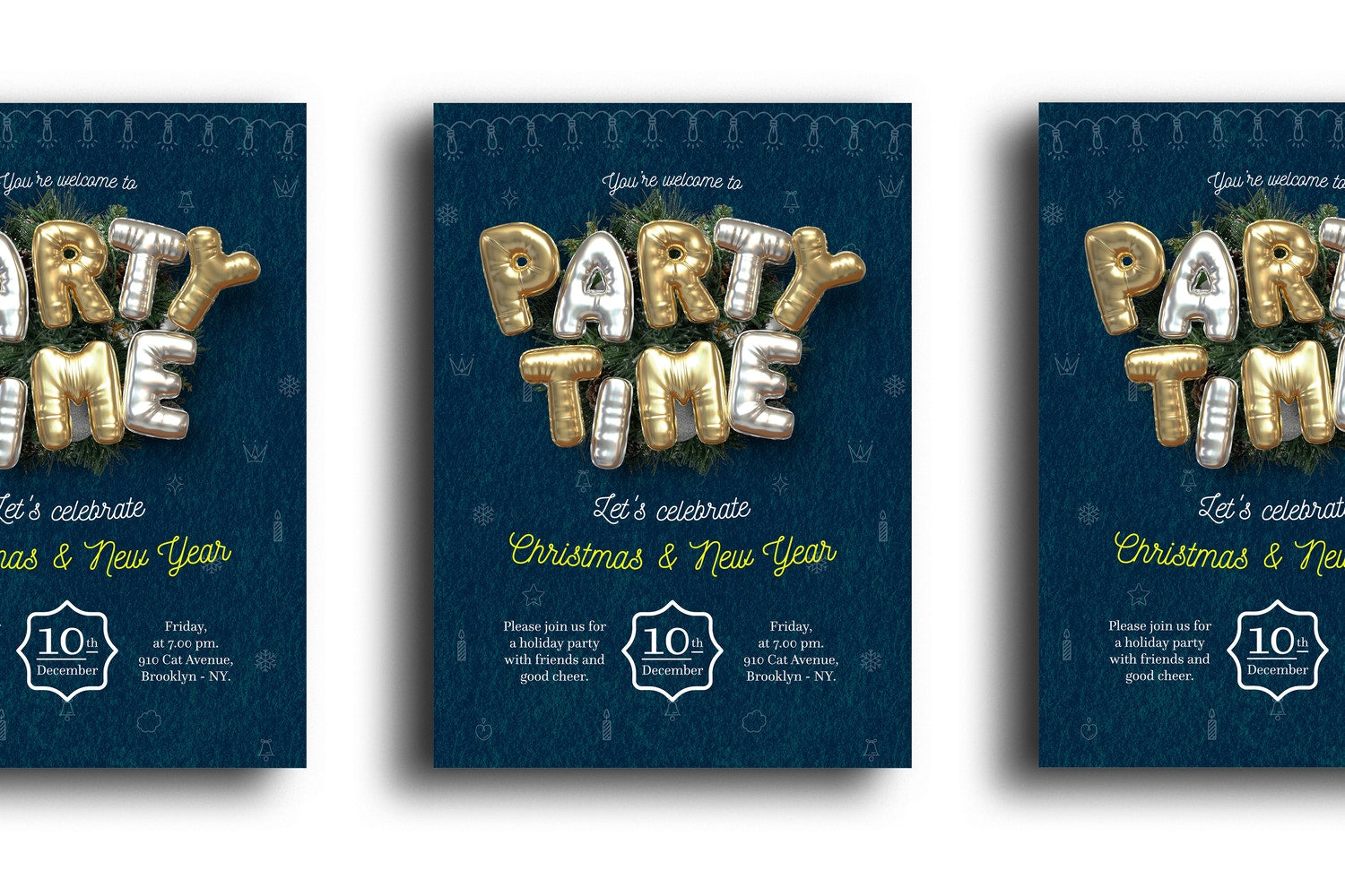 Free Balloon Party, Christmas Flyer Template 1