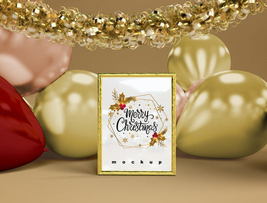 Free Balloons With Christmas Mock-Up Psd