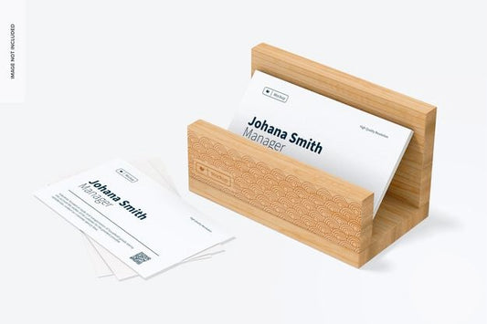 Free Bamboo Business Card Holder Mockup, Right View Psd