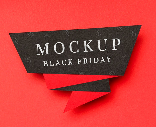 Free Banner On Red Background Black Friday Sales Mock-Up Psd