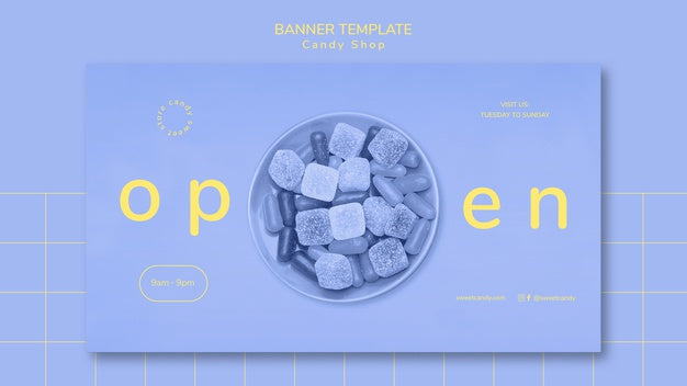 Free Banner Template Concept For Candy Shop Psd
