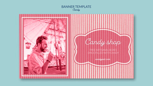 Free Banner Template For Candy Shop With Man And Lollipop Psd