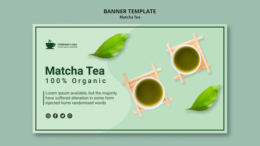 Free Banner Template With Matcha Tea Concept Psd