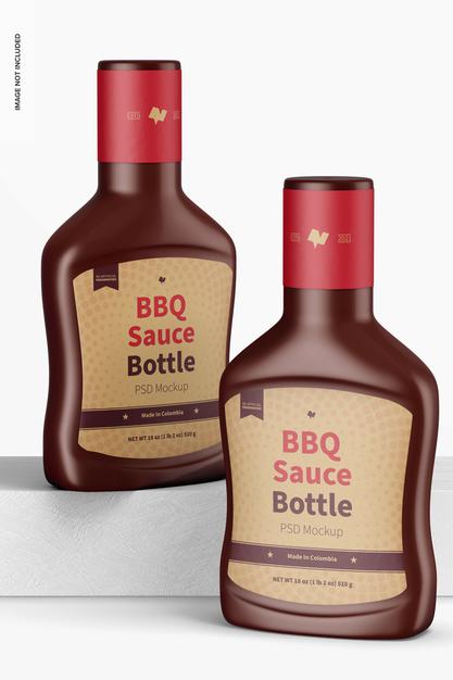 Free Barbecue Sauce Bottles Mockup Psd