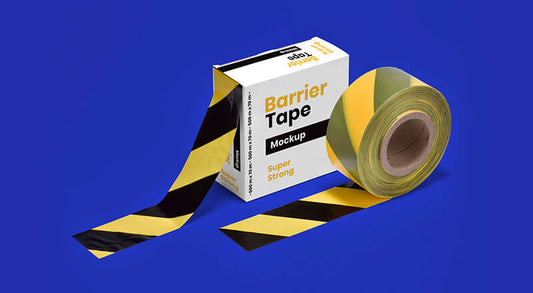 Free Barrier Barricade Tape Box Mockup Psd