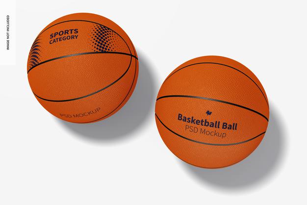 Free Basketball Balls Mockup, Top View Psd