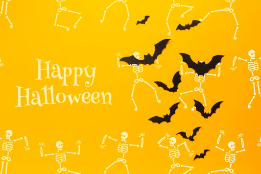 Free Bats And Skeletons Draw On Halloween Day Psd