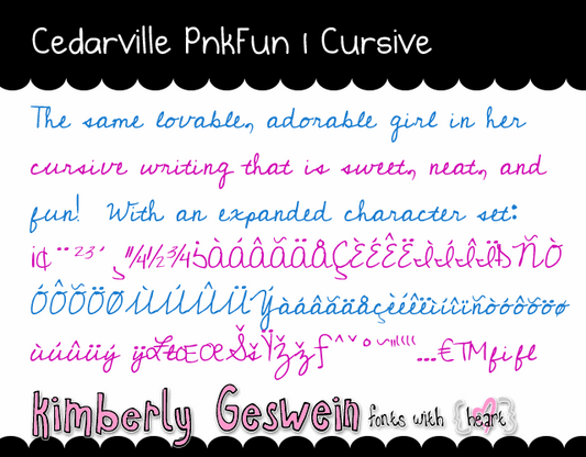 Free Cedarville Pnkfun1 Cursive Font