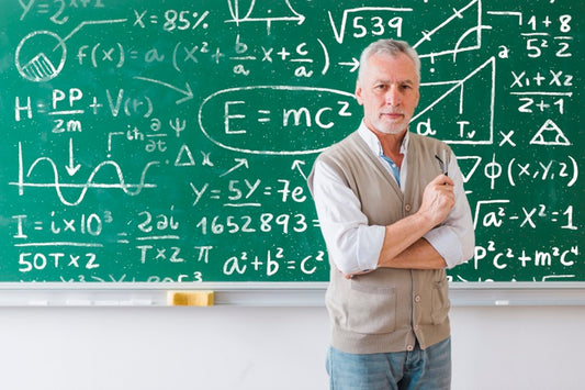 Free Bearded Teacher Explaining Math Formulas Psd