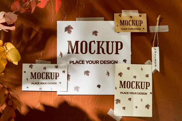 Free Beautiful Autumn Moodboard Mock-Up Psd