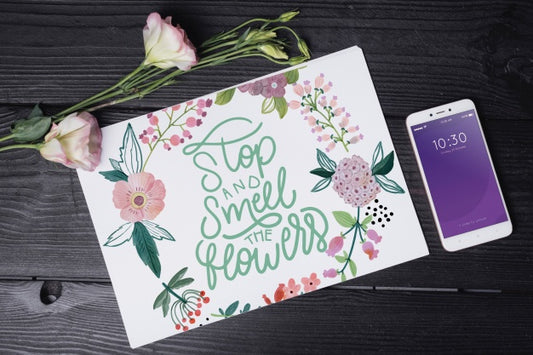 Free Beautiful Cover Mockup With Floral Decoration Psd