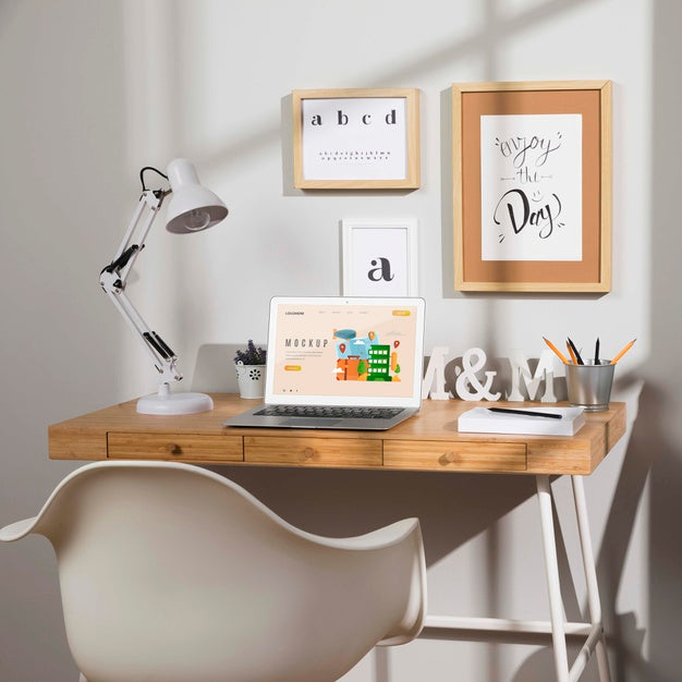 Free Beautiful Desk Concept Mock-Up Psd