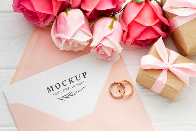 Free Beautiful Floral Wedding Concept Mock-Up Psd