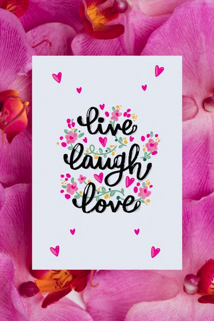 Free Beautiful Flowers With Positive Message On Card Psd