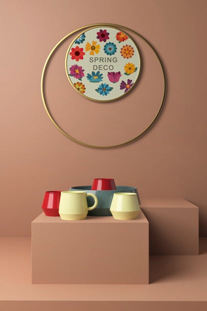 Free Beautiful Spring Deco Concept Mock-Up Psd